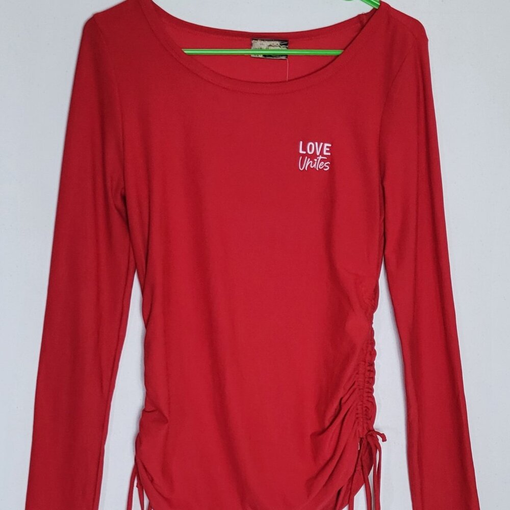 Infinite Performance Red Long Sleeve "Love Unites" Shirt (Youth Large)